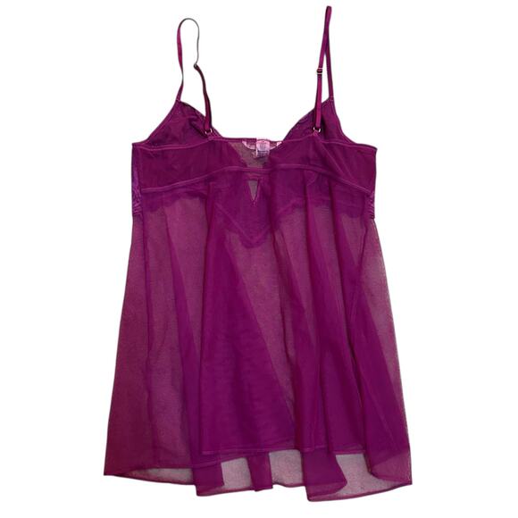 Victoria’s Secret Lace Babydoll Chemise Sheer Deep V Mini Dress Large Coquette - Picture 2 of 4